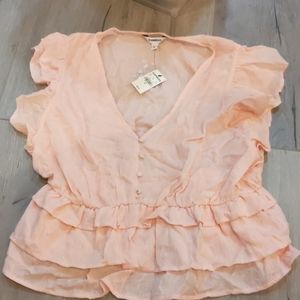 Express light pink ruffle top